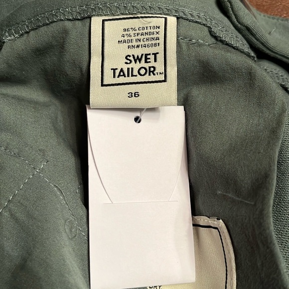 Swet Tailor Men’s The Everyday Chino Short in Olive Green Size 36 NWT - Picture 6 of 9